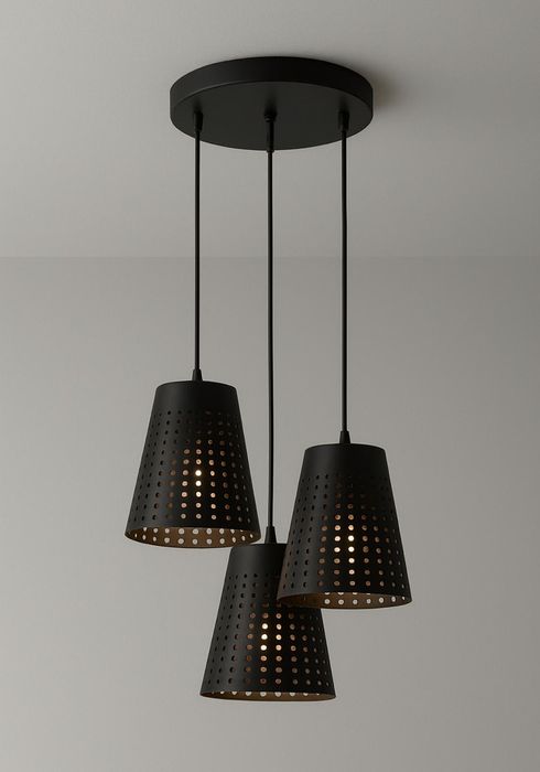 Lustra cu 3 abajururi, metalica, noua