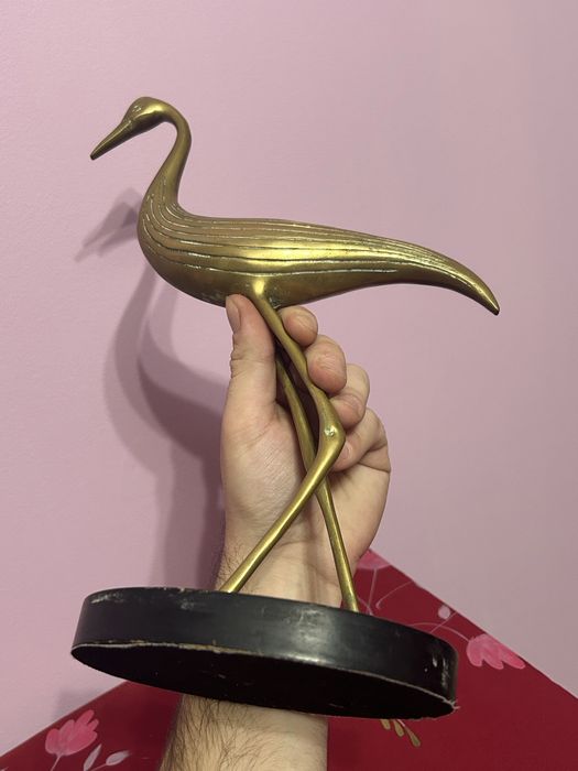 Sculptură Vintage din Bronz – Pasăre Stilizată