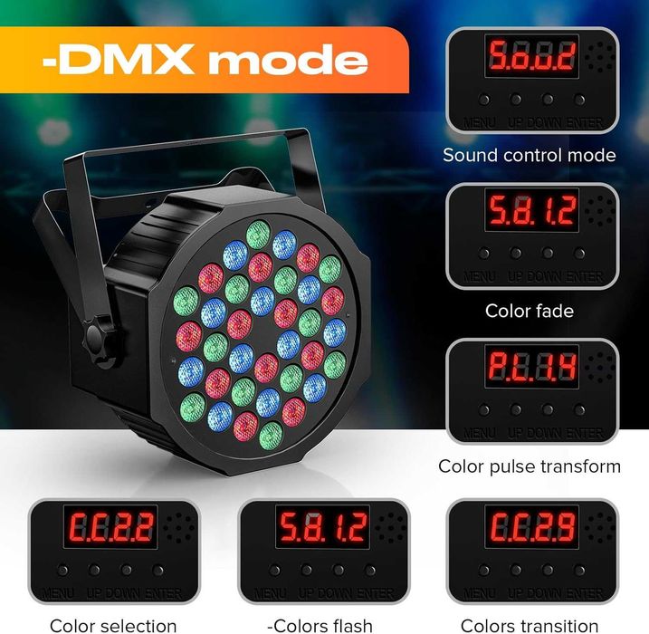 U`King 4PCS RGB Par LED батерии с чанта, безжична 36 LED сценична лампа с дистанционно управление