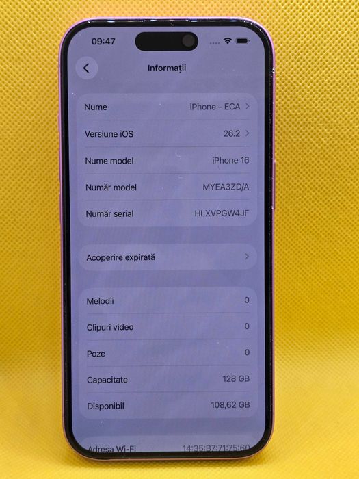 Iphone 16 128Gb  (Ag31 Barboi b.34290.1) Garantie 2 ani