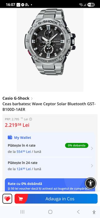 Casio G-Shock Casio G-Shock 
Ceas barbatesc Wave Ceptor Solar Bluetoot