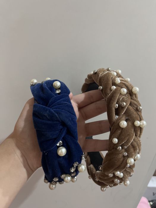 Ободки,синий и коричневый со стразами