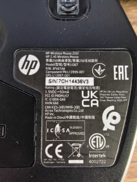 HP Wireless Mouse 250. Receiver USB inclus. Impecabil!