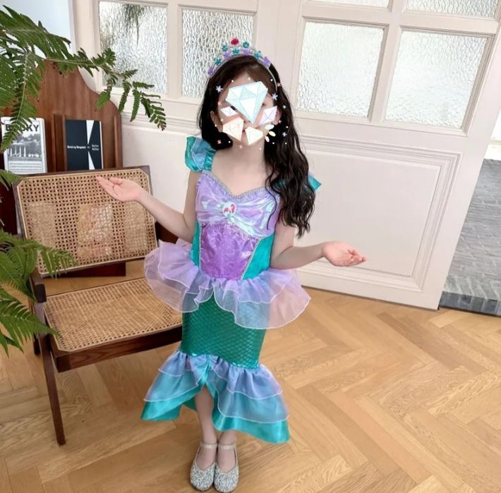 Блестяща рокля на Ариел + подарък КОРОНА!