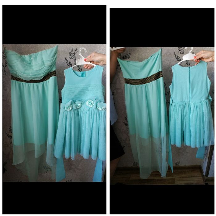 Ментоловые платья мама-дочка