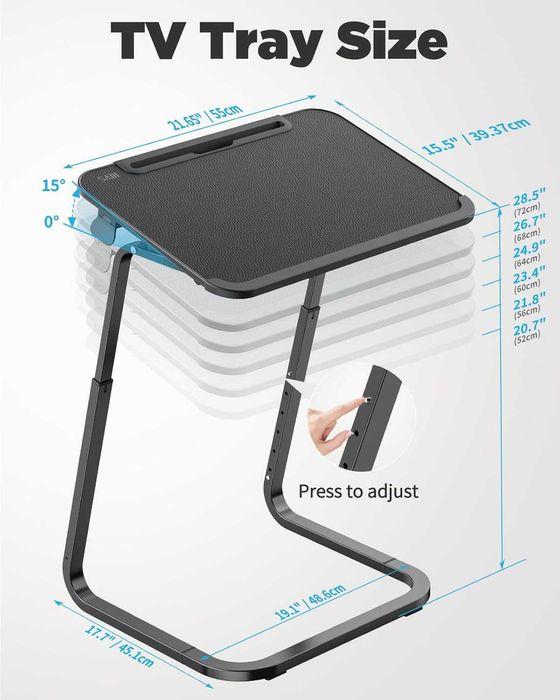 SAIJI помощна маса с регулируема височина и поставка за чаша