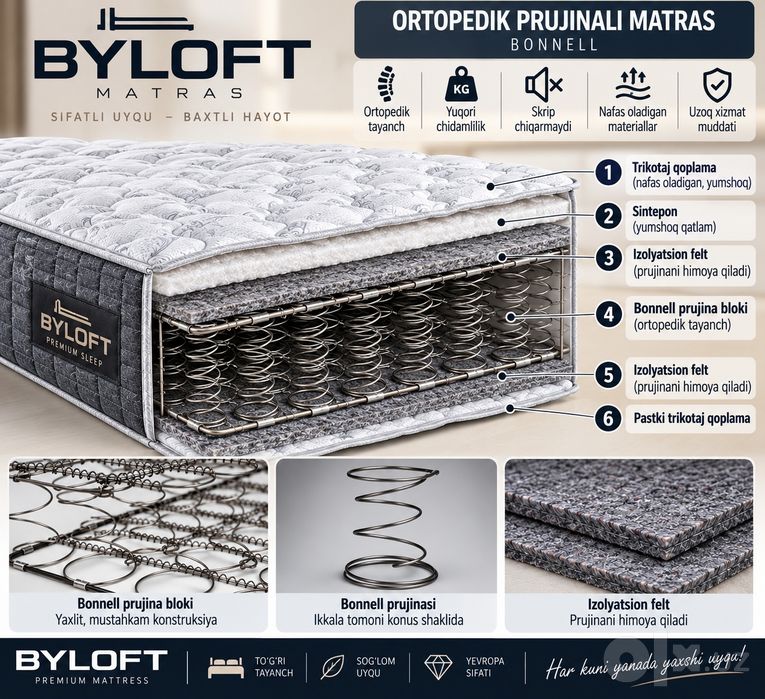 Кровать VELMORA двуспальнаяи односпальная, kalavat, matras, Loft