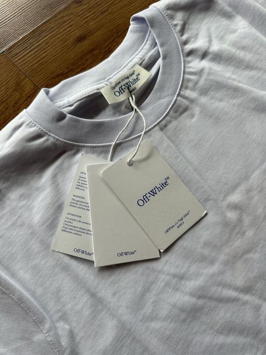 Мъжка,памучна,бяла тениска OFF White с голяма щампа на гърба