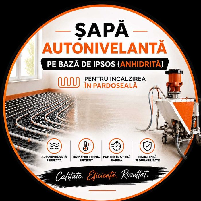 Sapa autonivelanta pe baza de ipsos (anhidrida)pentru incalzire in pardoseala  .