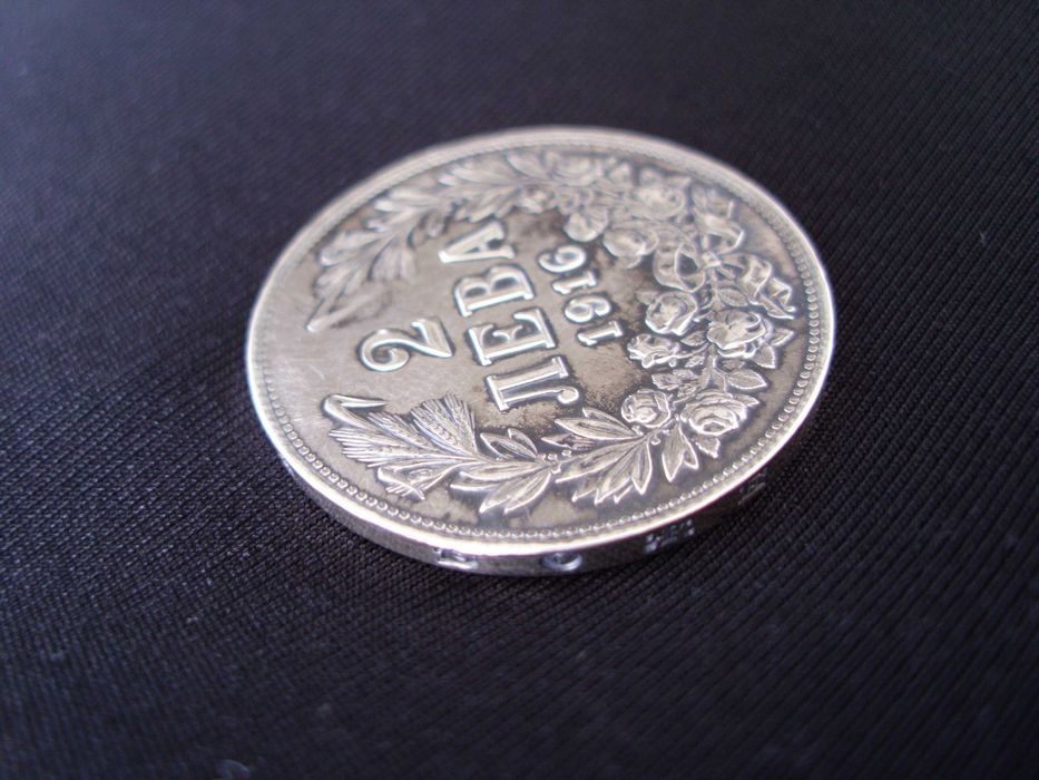 Стара сребърна монета 2 лева 1916г. - Цар Фердинанд I Български