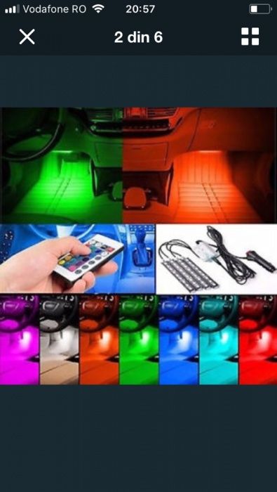 Led car + remote control, rgbw 4 buc interior