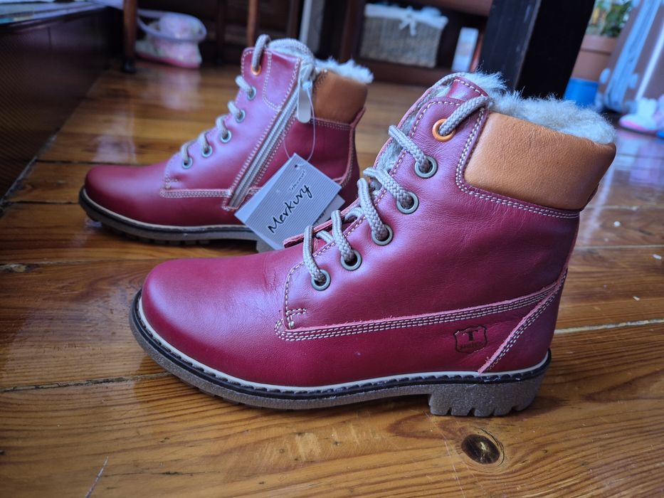 Нови топли зимни детски ботуши за момиче от естествена кожа