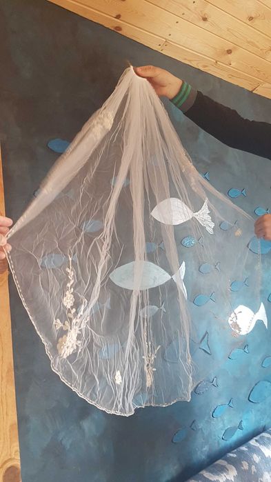 Сватбен воал, с нишки от бяло злато