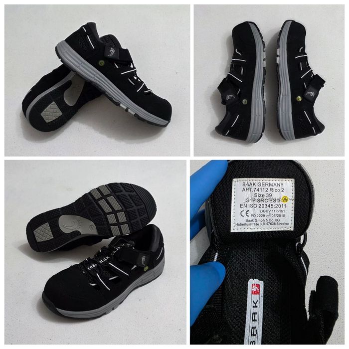 Sandale de muncă noi BAAK ESD 74112 RICO 2 S1P SRC, pantofi cu protecție, bombeu, nr. 39 EU unisex