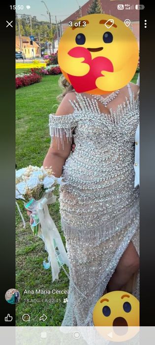 Rochie de nuntă de culoare bej,perfectă