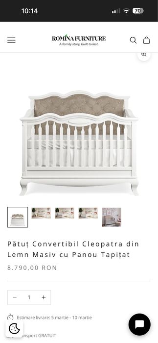 Pătuț premium bebeluși Romina Furniture – model Cleopatra