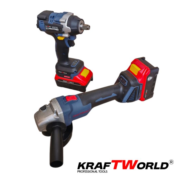 Немски Акумулаторен Комплект Гайковерт и Ъглошлайф125мм Kraft Германия