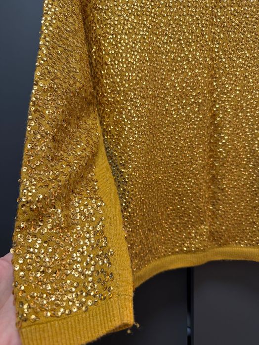 Pulover auriu cu paiete, mărimea S, ASOS