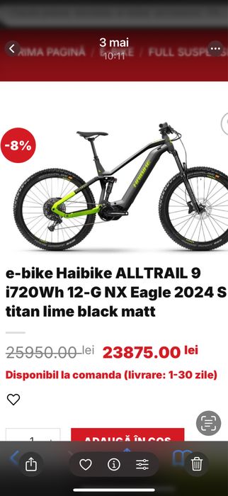 E bike bicicleta electrica mtb Haibike ALLTRAIL 9 i720Wh Marimea S