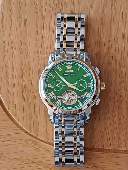 Olevs Хронограф, Автоматik,Скелет,3 ATM,HDСветещ,Мултифункции,Календар