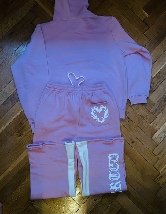 Oversized Cold Hearted Puff Print Gusset Flare Tracksuit - BoohooMAN