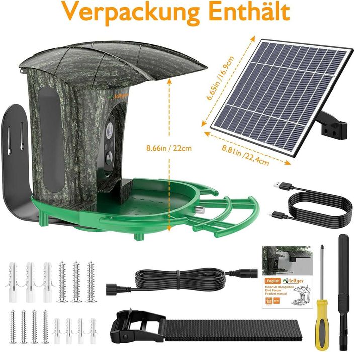 Инсталация за наблюдение на птици Lollyes Bird Feeder с камера