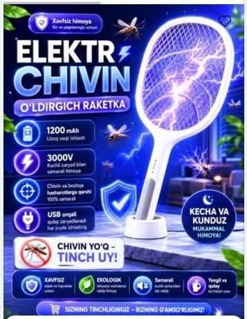 Elektr Chivin va Pashsha O'ldirgich Raketka 100% original