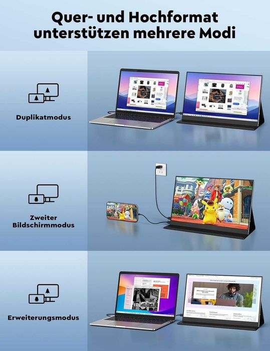 HONGO 15.6" преносим монитор 1080P FHD IPS черен