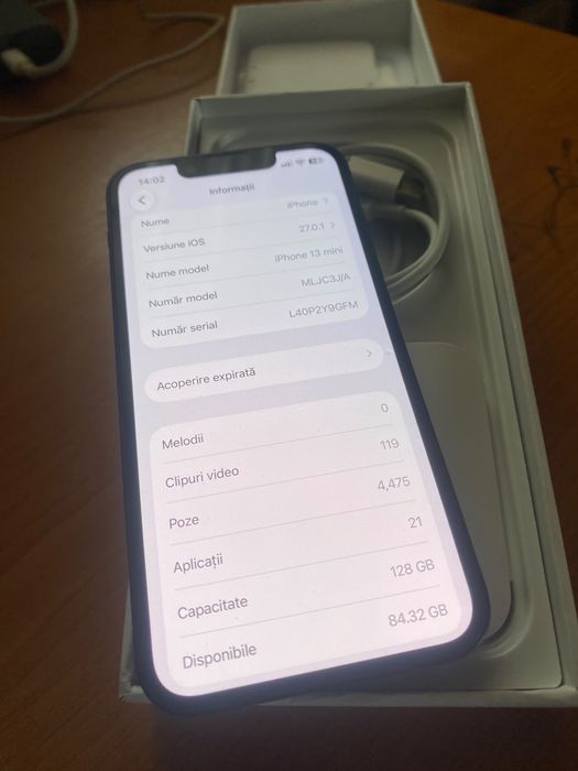 Vand , iPhone 13 Mini , black , 5G , 128 Gb , ca nou ,10/10 , fullbox.