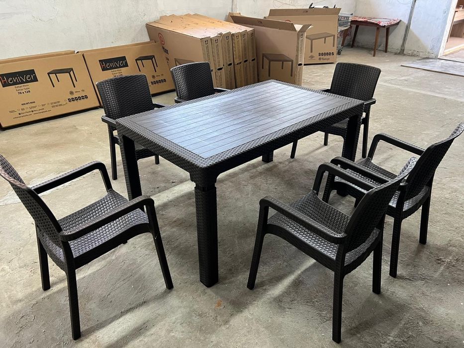 Супер здрав Градински комплект с6 стола и маса 90/150см