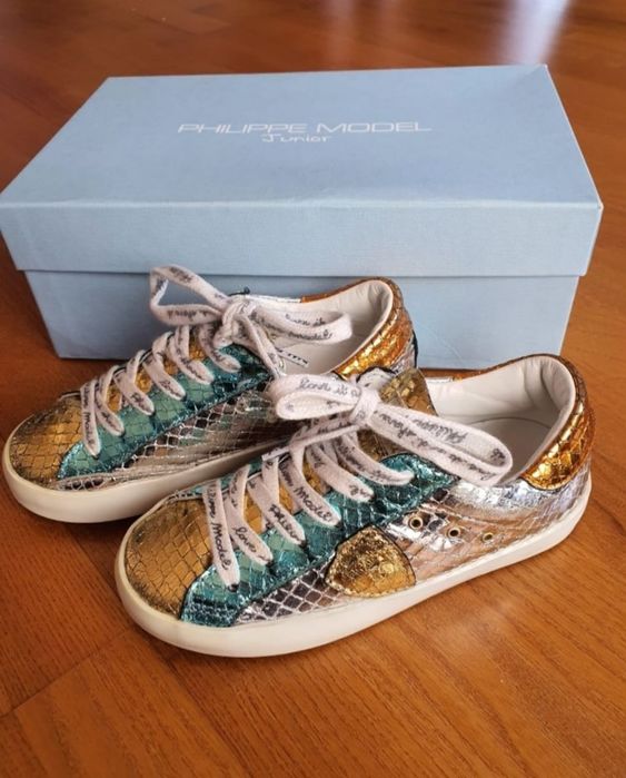 Sneakers kids 28  Philippe Model Paris Piele Piton .