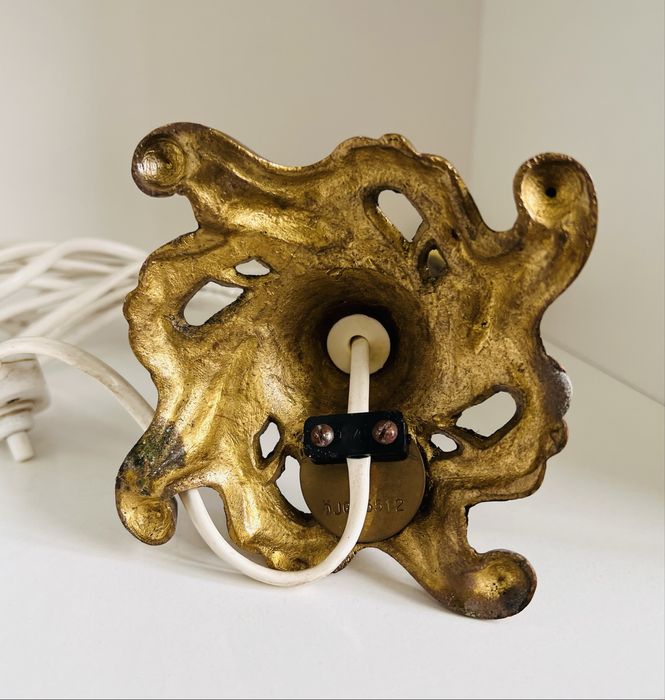 Lampă de masă din alamă, stil rococo, OJG, vintage