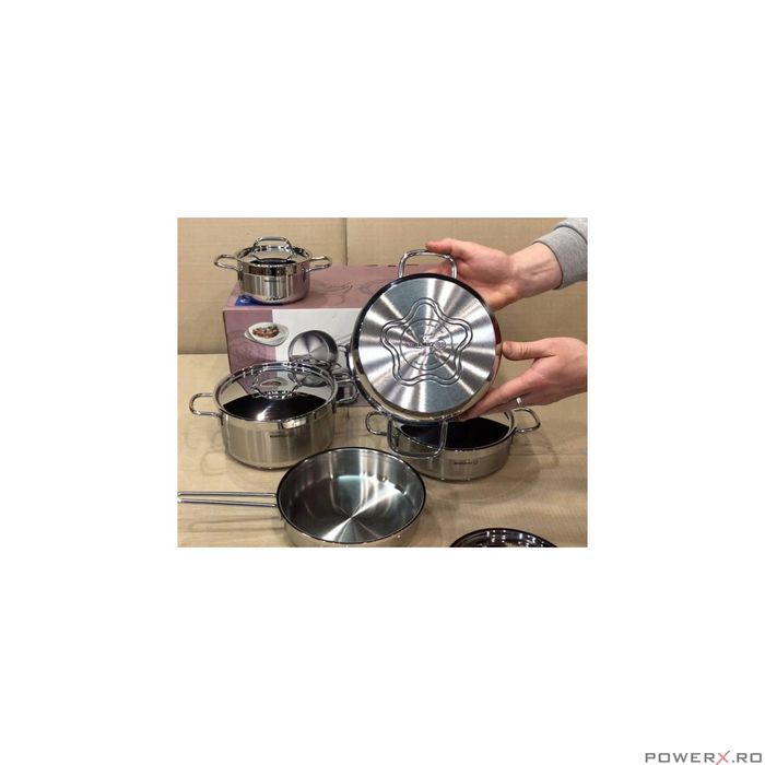 Oala cu capac din inox, 28X14cm 8.5litri, compatibila cu toate