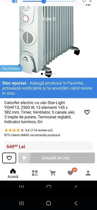 Vând calorifer electric