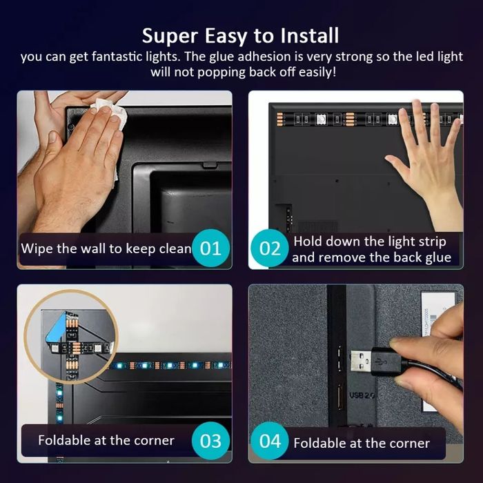 Banda LED RGB 5M USB 5V lumina ambientala TV + controller Bluetooth