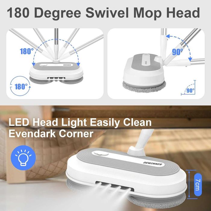 Mop Electric Fara Fir Dual-Motor - Rezervor Apa 300ml - 6 Rezerve  Nou