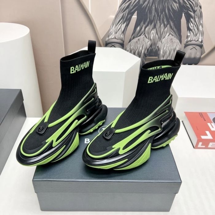 Balmain Futuristic Sock Sneaker - Black/Neon Green