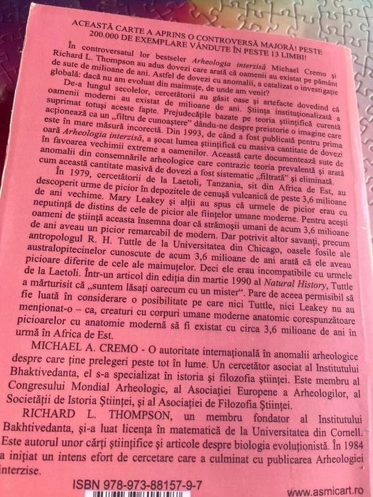 Carte “Arheologia interzisa” de Michael Cremo si Richard Thompson