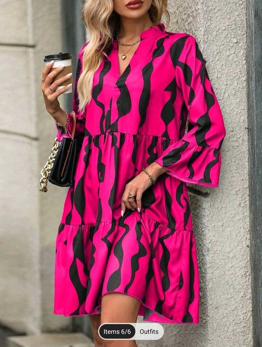 Цикламена рокля с воали