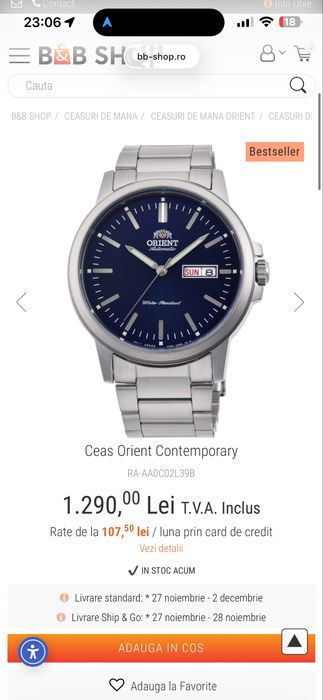 Ceas Automatic Orient Contemporary - nou, purtat de 2 ori