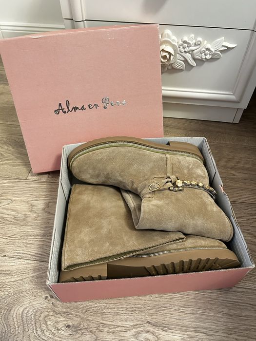 Alma En Pena cizme din piele bej