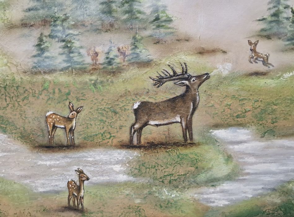 Tablou pictat-natura-animale 60x80 cm