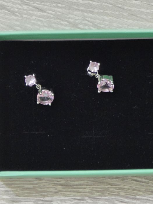 Set bijuterii EVER FAITH – colier și cercei, zirconiu cubic roz