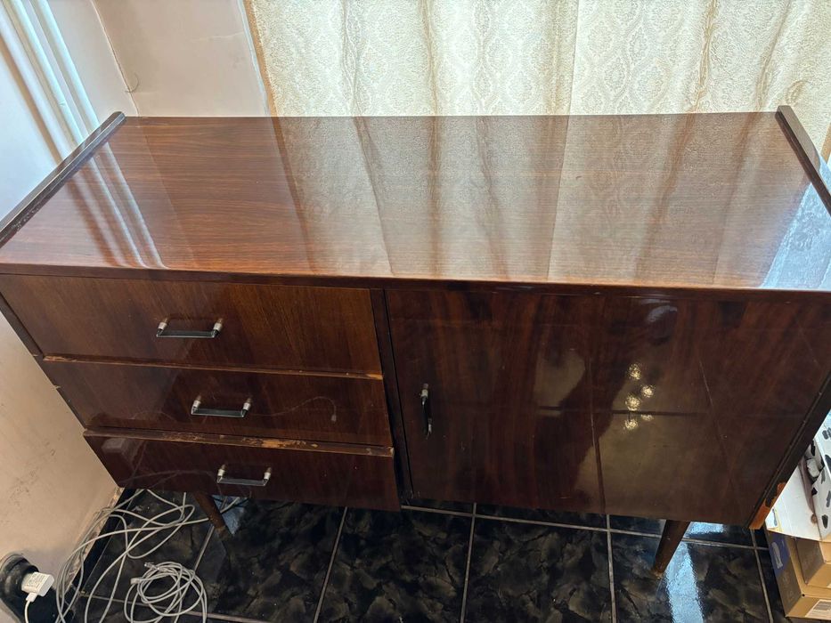 Ретро дървен шкаф / TV секция – винтидж мебели 70-те