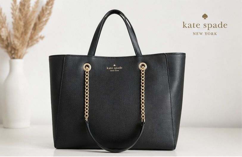 Kate Spade NWT Large Infinite Triple Compartment Tote Black Leather
