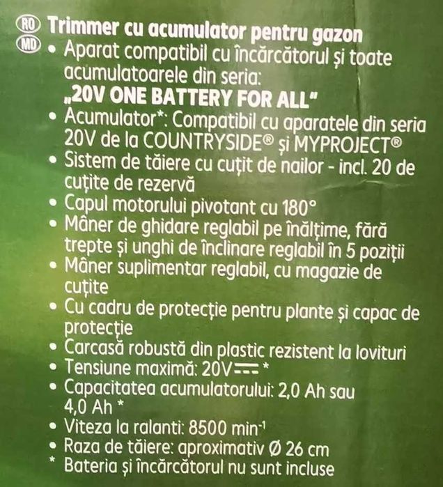 Trimmer gazon pe acumulator nou cutie