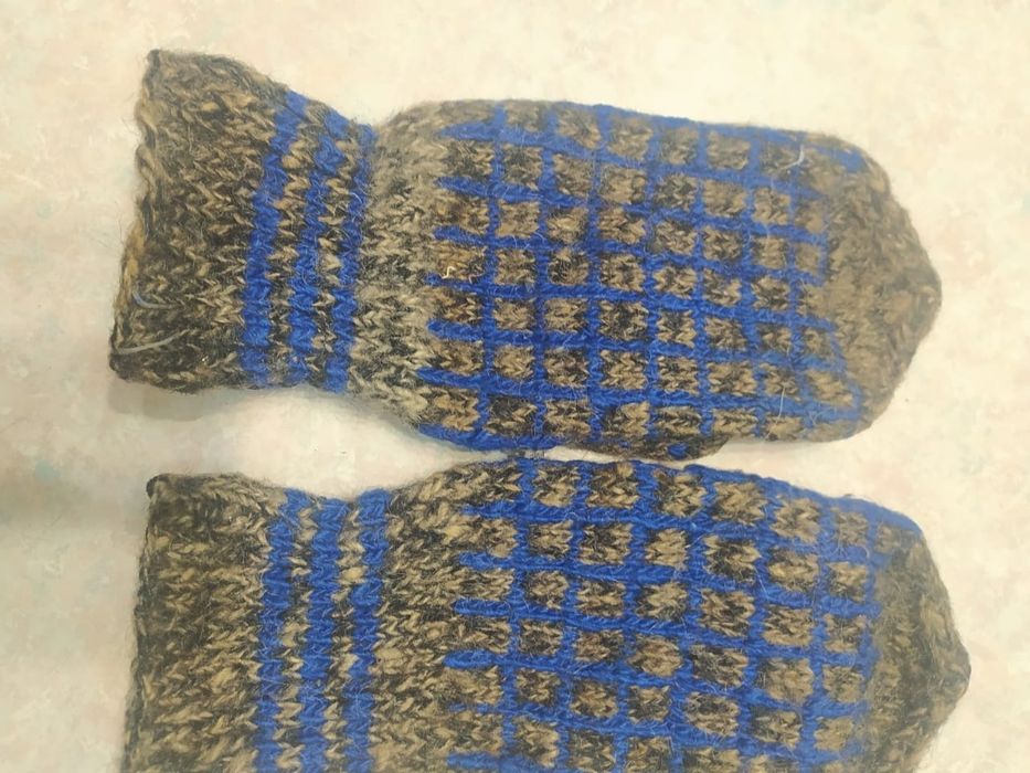 Варежки шерстяные, ручная вязка