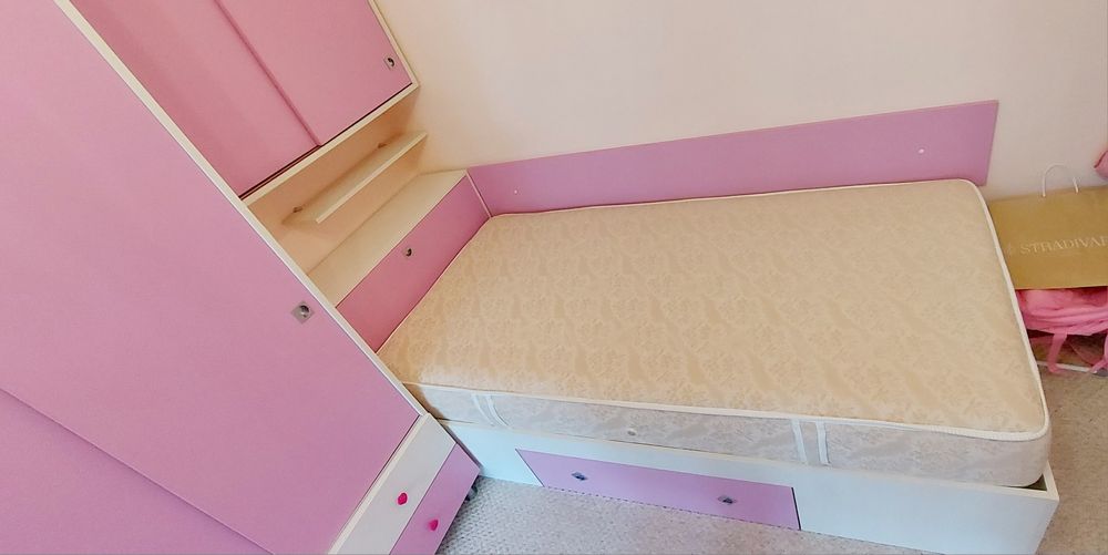 Pat de o persoana 2x1 cu Saltea Domus flex,somiera,cutie depozitare