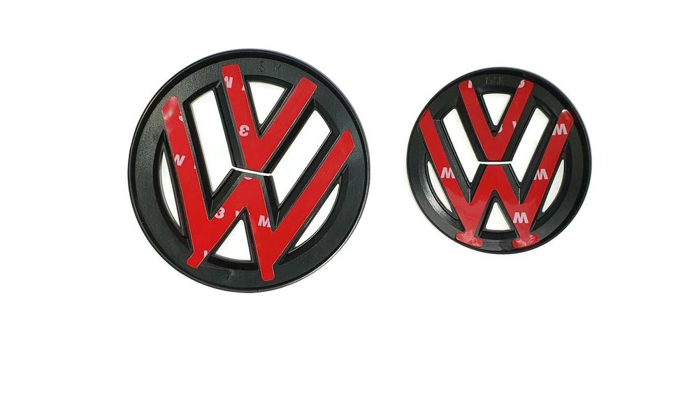 Set 2 Embleme 90-110mm Volkswagen VW Scirocco 2008-2014, Negru Lucios