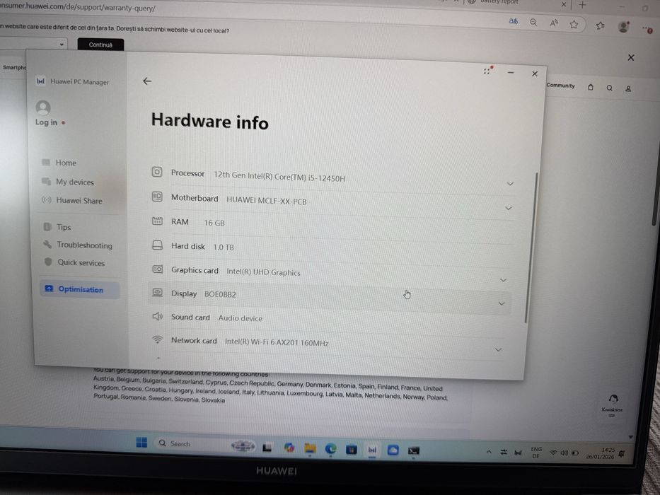 HUAWEI MateBook D16 nou i5-12450H 16GB RAM 1T SSD Win Garantie 2027